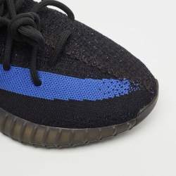 Pre Owned Yeezy x Adidas Black/Blue Knit Fabric Boost 350 V2 Dazzling Blue Sneakers Size 40