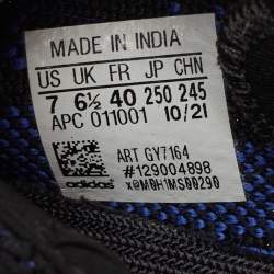 Pre Owned Yeezy x Adidas Black/Blue Knit Fabric Boost 350 V2 Dazzling Blue Sneakers Size 40