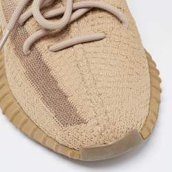 Pre Owned Yeezy x adidas Brown Knit Fabric Boost 350 V2 Earth Sneakers Size 39 1/3