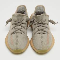 Pre Owned Yeezy x Adidas Grey Knit Fabric Boost 350 V2 True Form Sneakers Size 38 2/3