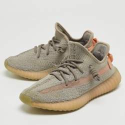 Pre Owned Yeezy x Adidas Grey Knit Fabric Boost 350 V2 True Form Sneakers Size 38 2/3