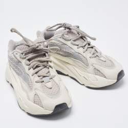 Pre Owned Yeezy x Adidas White/Grey Nubuck and Fabric Boost 700 V2 Sneakers Size 37 1/3