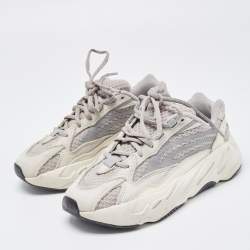 Pre Owned Yeezy x Adidas White/Grey Nubuck and Fabric Boost 700 V2 Sneakers Size 37 1/3