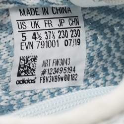 Pre Owned Yeezy x Adidas Blue/White Knit Fabric Boost 350 V2 Cloud White Non-Reflective Sneakers Size 37 1/3