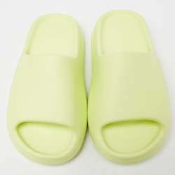 Pre Owned Yeezy x Adidas Glow Green Rubber Slides Size 38