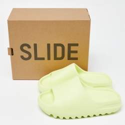 Pre Owned Yeezy x Adidas Glow Green Rubber Slides Size 38
