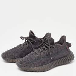 Pre Owned Yeezy x Adidas Black Knit Fabric Boost 350 V2 Static Sneakers Size 36 2/3