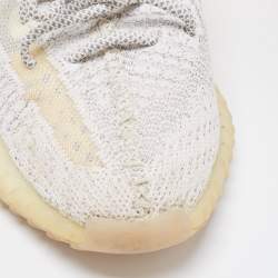 Pre Owned Yeezy x Adidas Grey/White Cotton Knit Boost 350 V2 Static Reflective Sneakers Size 38