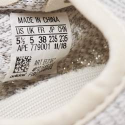 Pre Owned Yeezy x Adidas Grey/White Cotton Knit Boost 350 V2 Static Reflective Sneakers Size 38