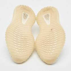 Pre Owned Yeezy x Adidas Cotton Knit Boost 350 V2 Triple White Sneakers Size FR 37 1/3