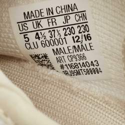 Pre Owned Yeezy x Adidas Cotton Knit Boost 350 V2 Triple White Sneakers Size FR 37 1/3