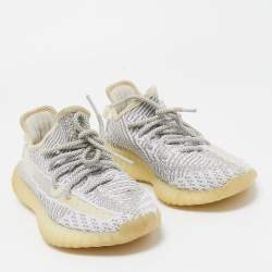 Pre Owned Yeezy x Adidas Grey Knit Fabric Boost 350 V2 Sneakers Size 36 1/3