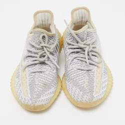 Pre Owned Yeezy x Adidas Grey Knit Fabric Boost 350 V2 Sneakers Size 36 1/3