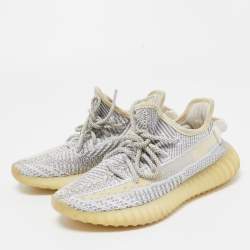 Pre Owned Yeezy x Adidas Grey Knit Fabric Boost 350 V2 Sneakers Size 36 1/3