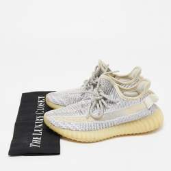 Pre Owned Yeezy x Adidas Grey Knit Fabric Boost 350 V2 Sneakers Size 36 1/3