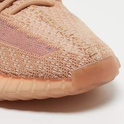 Pre Owned Yeezy x Adidas Orange Knit Fabric Boost 350 V2 Clay Sneakers Size 38