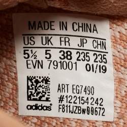 Pre Owned Yeezy x Adidas Orange Knit Fabric Boost 350 V2 Clay Sneakers Size 38