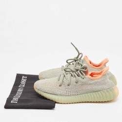 Pre Owned Yeezy x Adidas Grey Knit Fabric Boost 350 V2 Sneakers Size 37 1/3