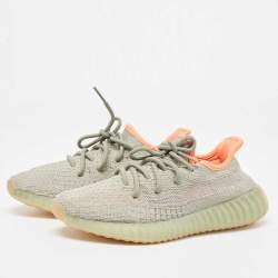 Pre Owned Yeezy x Adidas Grey Knit Fabric Boost 350 V2 Sneakers Size 37 1/3