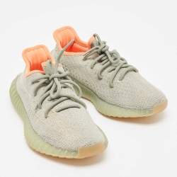 Pre Owned Yeezy x Adidas Grey Knit Fabric Boost 350 V2 Sneakers Size 37 1/3