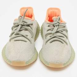 Pre Owned Yeezy x Adidas Grey Knit Fabric Boost 350 V2 Sneakers Size 37 1/3