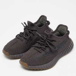 Pre Owned Yeezy x Adidas Black Knit Fabric Boost 350 V2 Cinder Sneakers Size 38 2/3