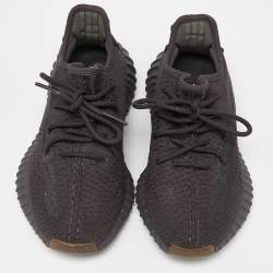 Pre Owned Yeezy x Adidas Black Knit Fabric Boost 350 V2 Cinder Sneakers Size 38 2/3