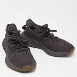 Pre Owned Yeezy x Adidas Black Knit Fabric Boost 350 V2 Cinder Sneakers Size 38 2/3