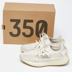 Pre Owned Yeezy x Adidas Cream Knit Fabric Boost 350 V2 Bone Sneakers Size 37 1/3