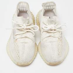 Pre Owned Yeezy x Adidas Cream Knit Fabric Boost 350 V2 Bone Sneakers Size 37 1/3