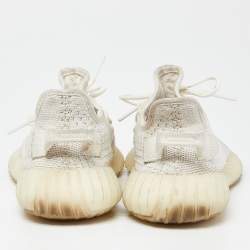 Pre Owned Yeezy x Adidas Cream Knit Fabric Boost 350 V2 Bone Sneakers Size 37 1/3