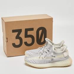 Pre Owned Yeezy x Adidas White Knit Fabric Boost 350 V2 Citrin Sneakers Size 36 2/3