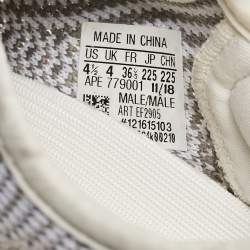 Pre Owned Yeezy x Adidas White Knit Fabric Boost 350 V2 Citrin Sneakers Size 36 2/3