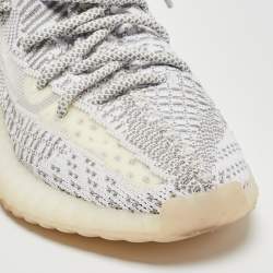 Pre Owned Yeezy x Adidas White Knit Fabric Boost 350 V2 Citrin Sneakers Size 36 2/3