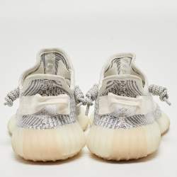 Pre Owned Yeezy x Adidas White Knit Fabric Boost 350 V2 Citrin Sneakers Size 36 2/3