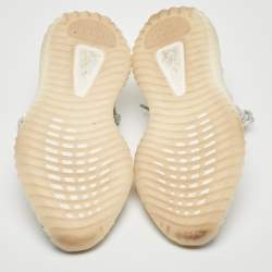 Pre Owned Yeezy x Adidas White Knit Fabric Boost 350 V2 Citrin Sneakers Size 36 2/3