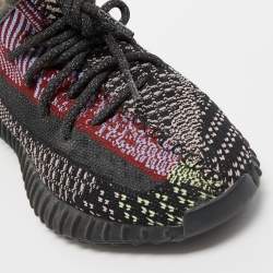 Pre Owned Yeezy x Adidas Black Knit Fabric Boost 350 V2 Yecheil Sneakers Size 38