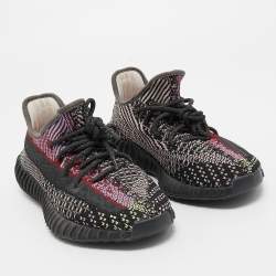Pre Owned Yeezy x Adidas Black Knit Fabric Boost 350 V2 Yecheil Sneakers Size 38