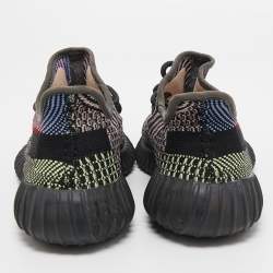 Pre Owned Yeezy x Adidas Black Knit Fabric Boost 350 V2 Yecheil Sneakers Size 38
