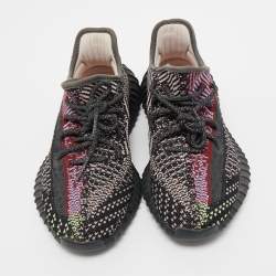 Pre Owned Yeezy x Adidas Black Knit Fabric Boost 350 V2 Yecheil Sneakers Size 38