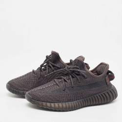 Pre Owned Yeezy x Adidas Black Knit Fabric Boost 350 V2 -Static-Black-Reflective Sneakers Size 38