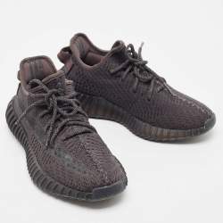 Pre Owned Yeezy x Adidas Black Knit Fabric Boost 350 V2 -Static-Black-Reflective Sneakers Size 38