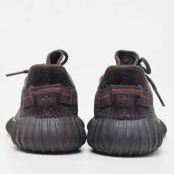 Pre Owned Yeezy x Adidas Black Knit Fabric Boost 350 V2 -Static-Black-Reflective Sneakers Size 38