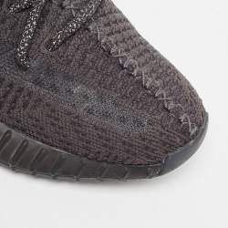 Pre Owned Yeezy x Adidas Black Knit Fabric Boost 350 V2 -Static-Black-Reflective Sneakers Size 38