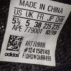 Pre Owned Yeezy x Adidas Black Knit Fabric Boost 350 V2 -Static-Black-Reflective Sneakers Size 38