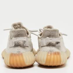 Pre Owned Yeezy x Adidas Grey Knit Fabric Boost 350 V2 Sesame Sneakers Size 38