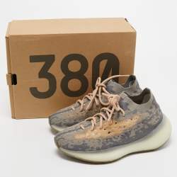 Pre Owned Yeezy x Adidas Grey/Beige Knit Fabric Boost 380 Mist Sneakers Size 38
