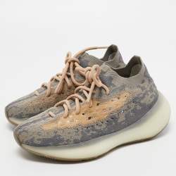 Pre Owned Yeezy x Adidas Grey/Beige Knit Fabric Boost 380 Mist Sneakers Size 38