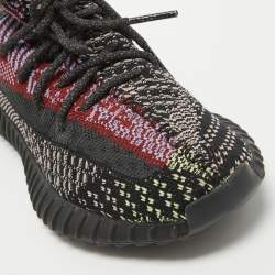 Pre Owned Yeezy x Adidas Black Knit Fabric Boost 350 V2 Yecheil Non-Reflective Sneakers Size 38 2/3