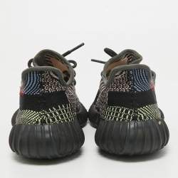 Pre Owned Yeezy x Adidas Black Knit Fabric Boost 350 V2 Yecheil Non-Reflective Sneakers Size 38 2/3